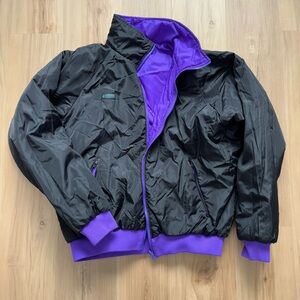 Vintage Columbia Men's XL Reversible Bomber Insulated Nylon Black Purple